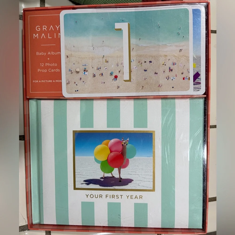 Gray Malin Deluxe Baby Album with Blue and White Accents